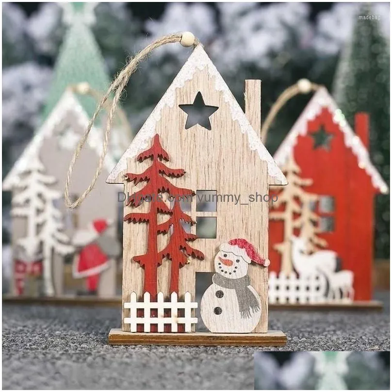 christmas decorations tree ornaments decoration creation novel wood cabin hanging