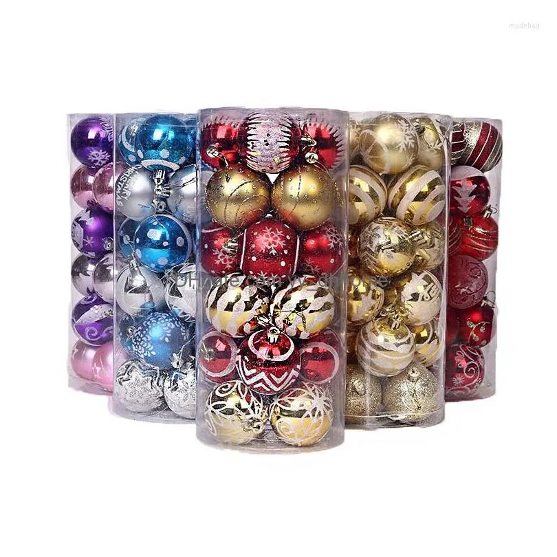 christmas decorations 6cm 24pcs/pack tree balls xmas ornament glitter hanging ball home party decor prop gifts supplies