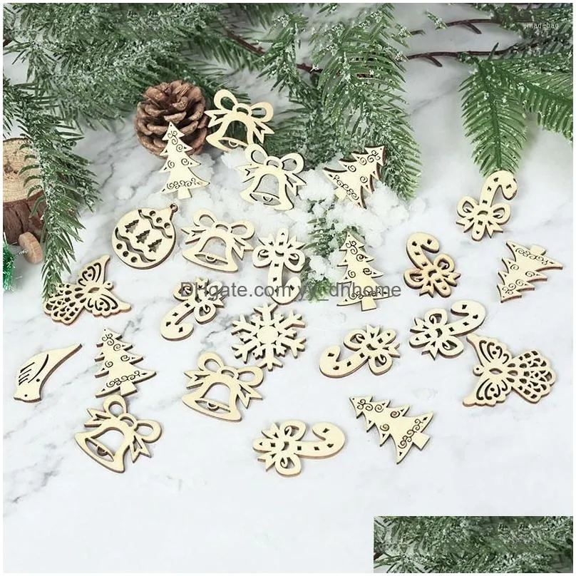 christmas decorations 50/100pcs mini wooden chips diy hanging pendants craft table scatter confetti xmas year decoration party