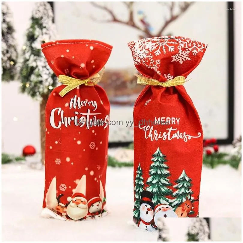 christmas decorations 2023 year gift bags wine bottle dust cover xmas for home navidad 2022 dinner table decor