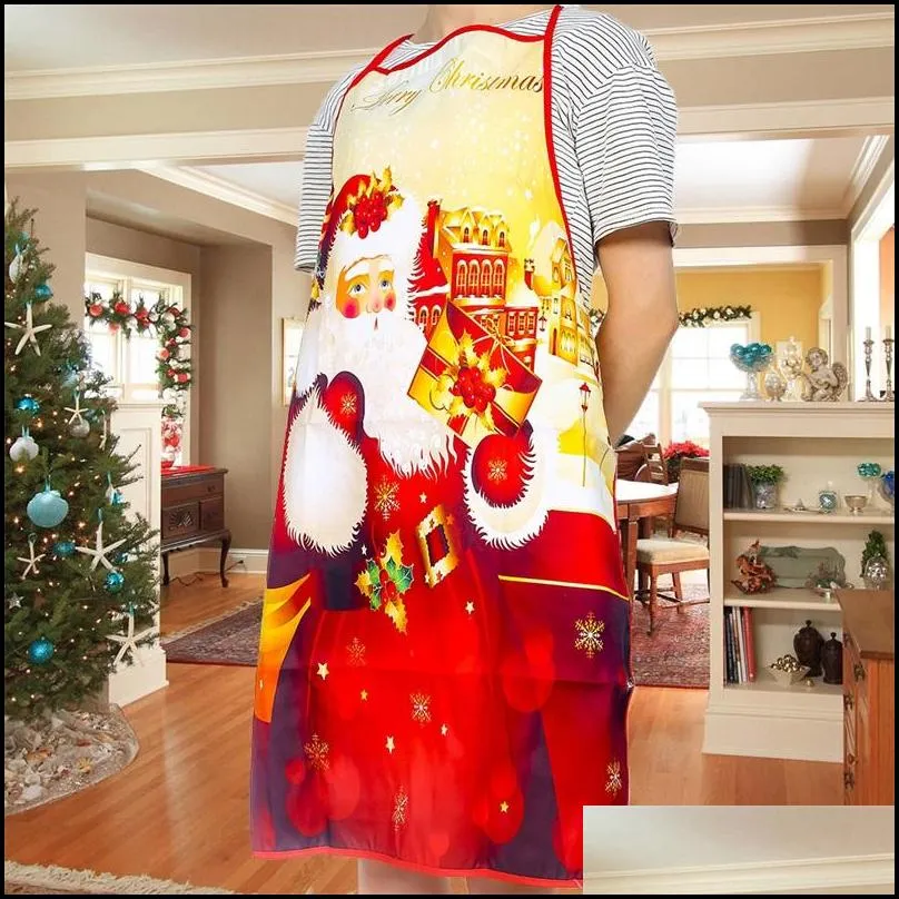christmas printing apron adult santa claus pinafore gifts decorations 2020 snowman fabric art daidle new pattern 6 5xb f2