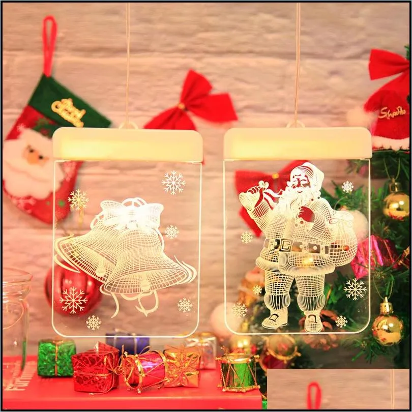 household christmas theme lamp string santa claus pattern led family indoor decorate energy saving 3d coloured lights 9cy j2