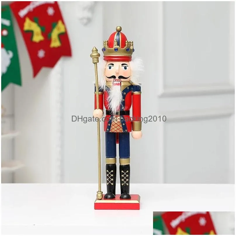 christmas decorations merry wooden nutcracker soldier 30cm handcraft puppet room pendants decoration year 2022 giftschristmas