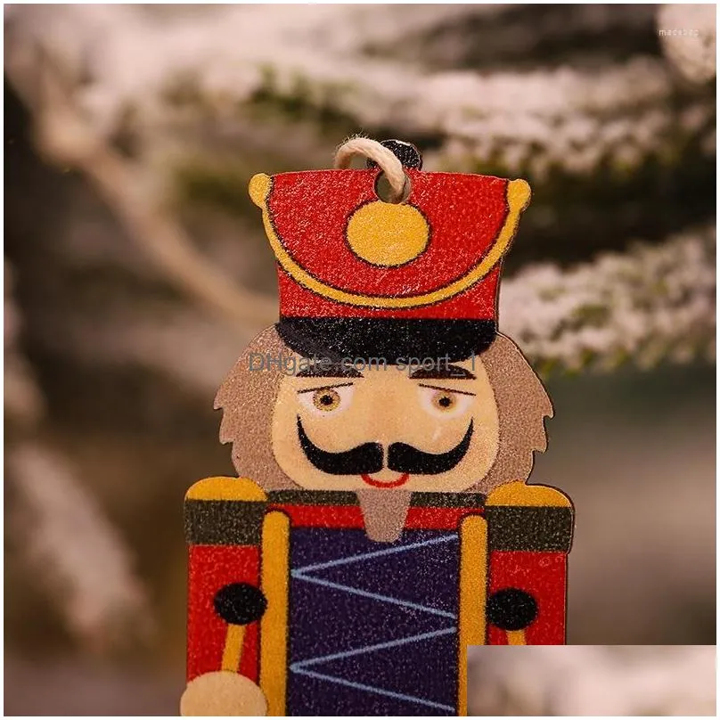 christmas decorations 9pcs nutcracker soldier wooden pendants decoration puppet for year home xmas ornaments 2022