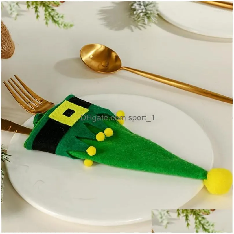 christmas decorations for home mini cap tableware cutlery holder bags hat navidad natal table decor