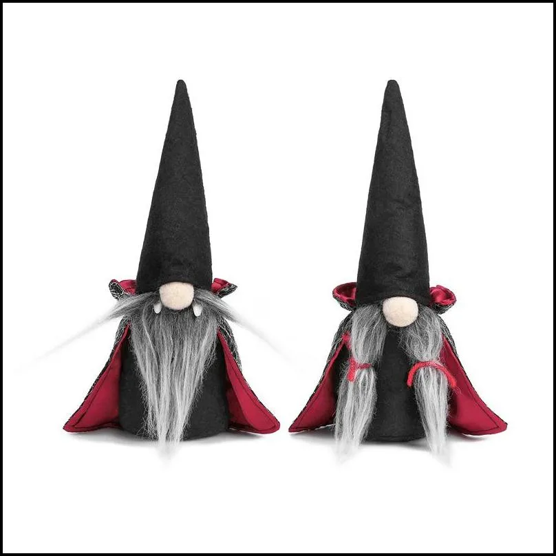 cartoon halloween ghost festival party supplies decorate prop cloth dwarf black witch cloak hat faceless doll display window scene ornaments 9 31yw