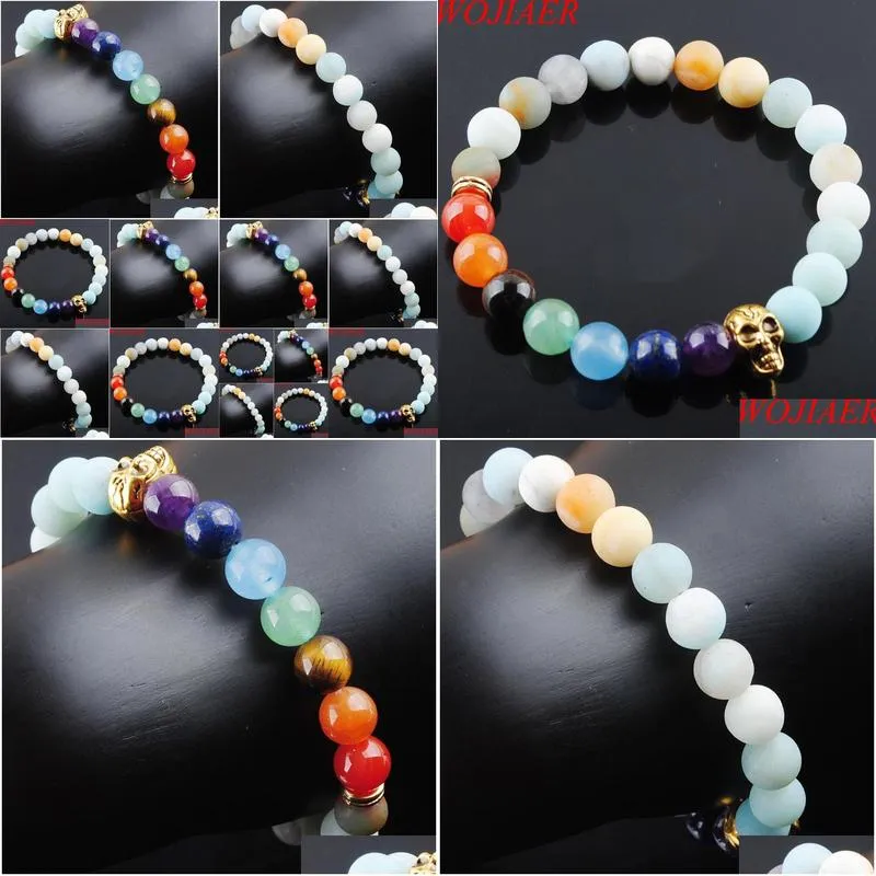  8mm amazonite stone round beads ghost head strands bracelets 7 chakra healing mala meditation prayer yoga women jewelry k323