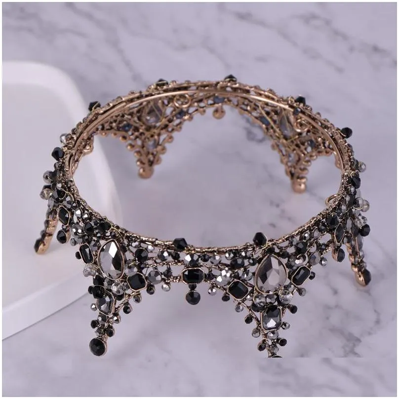 new black princess headwear chic bridal tiaras accessories stunning crystals pearls wedding tiaras and crowns 12102