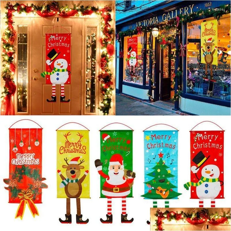 christmas decorations door hanging flag merry decor for home 2022 ornaments cristmas navidad xmas gifts year