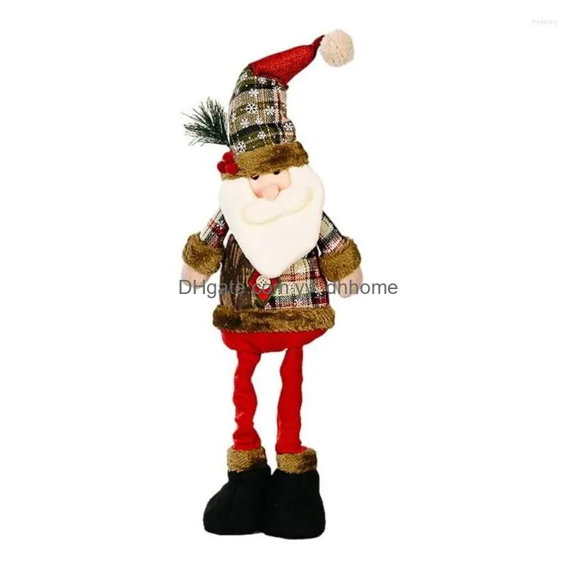christmas decorations standing figurine toy ornaments plush long leg sitting santa claus snowman reindeer doll