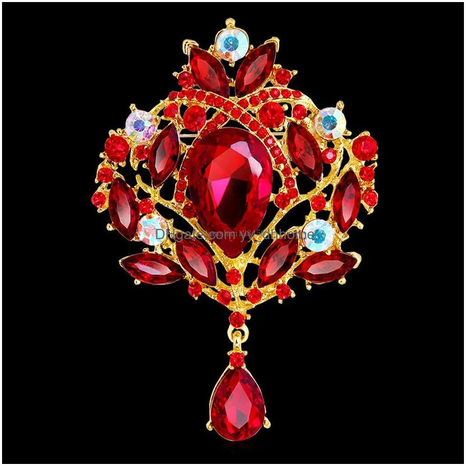 crystal crown brooches pins corsage drop brooches wedding brooches for women men brooch fashion jewelry