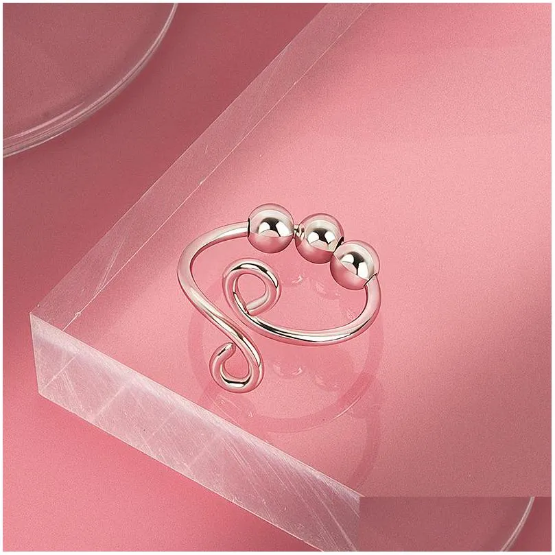 woman with twirling bead ring female rings adjustable opening