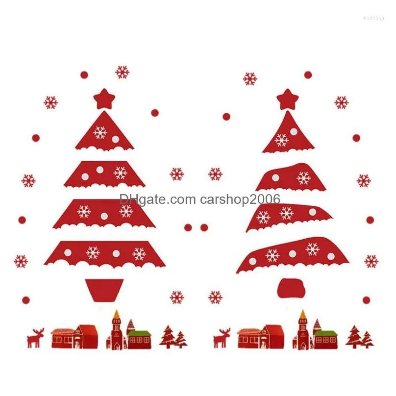 christmas decorations 2022 merry tree wall stickers reusable felt window santa snowman scene layout with light year decoration