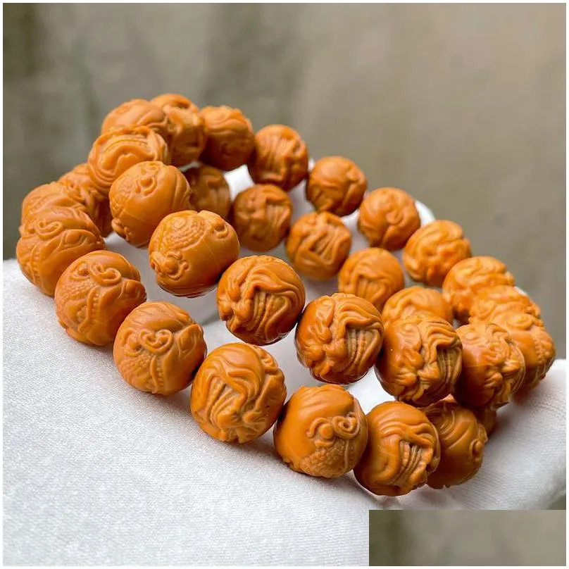 hand carving unisex monkey head strands light bead string small walnut wholesale evil monk arhat hands strings