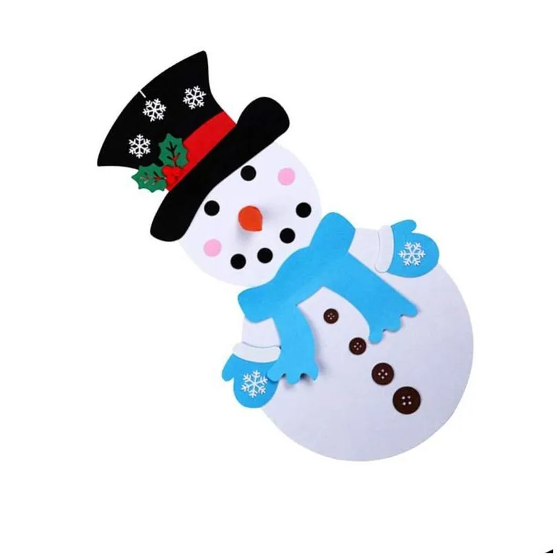 wholesale christmas diy felt snowman pendant ornaments home kids manual toys decoration eco friendly creative design 17 5mc h1