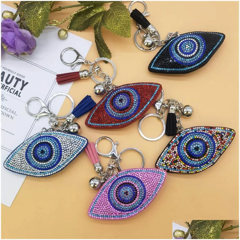 creative new diamondencrusted hotdrilled evil eyes keychain pendant turkey devil eye keychains ladies travel bag jewelry key rings