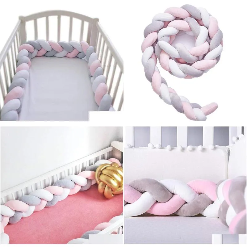 pillow baby crib bumper knotted braided plush nursery cradle decor newborn gift pillow cushion junior bed sleep bum bbygsw bdesports