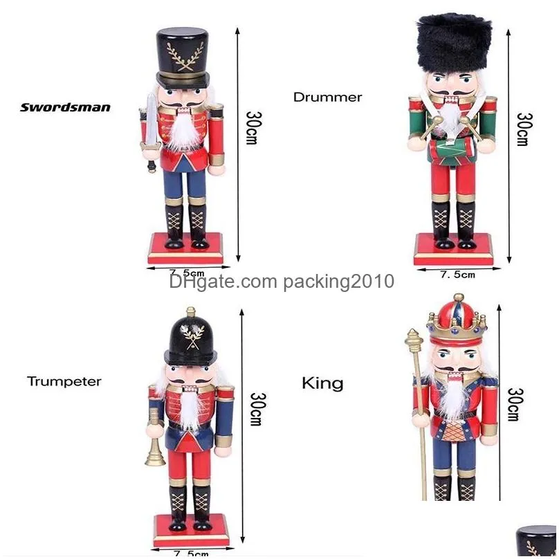 christmas decorations merry wooden nutcracker soldier 30cm handcraft puppet room pendants decoration year 2022 giftschristmas