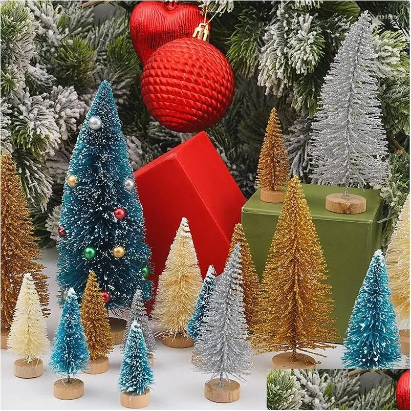 christmas decorations 33pcs ornaments mini sisal silk xmas tree creative for home decoration pi669