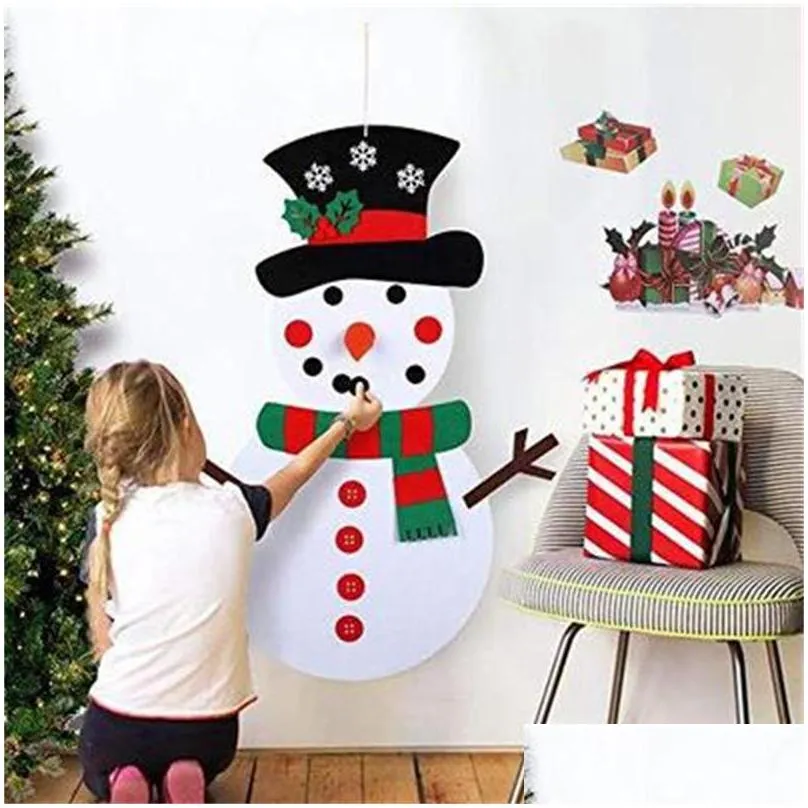 wholesale christmas diy felt snowman pendant ornaments home kids manual toys decoration eco friendly creative design 17 5mc h1