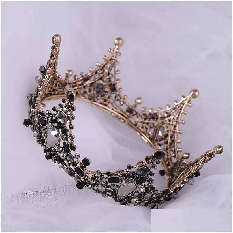 new black princess headwear chic bridal tiaras accessories stunning crystals pearls wedding tiaras and crowns 12102