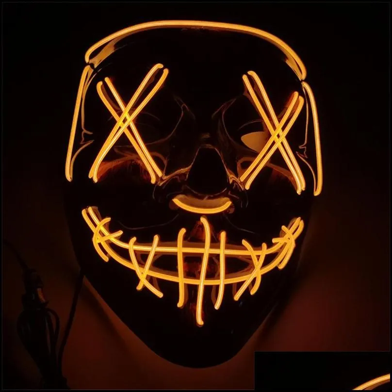 halloween horror mask led glowing masks purge masks election mascara costume dj party light up masks glow in dark 10 colors 1057 b3