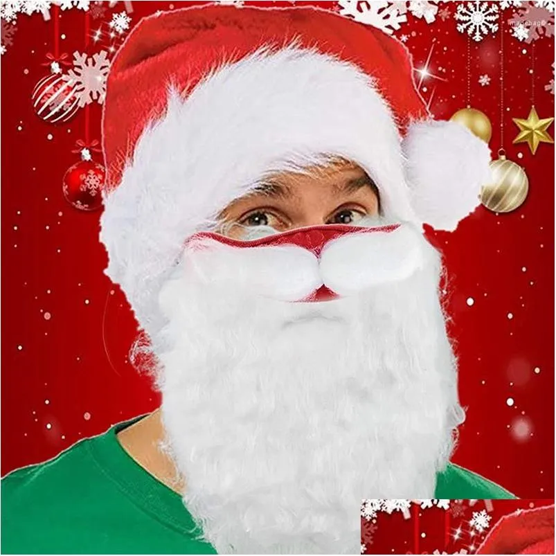 christmas decorations adult funny cosplay santa claus mask face fabric beard xmas plush gift shield props party masks decor