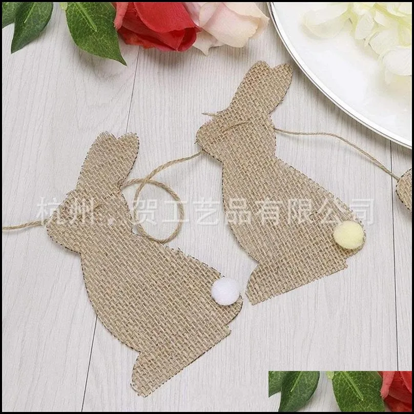 happy party supplies east vintage jute flag natural burlap banners for easter decorations bunny pattern bunting banner ddb3879 30 k2