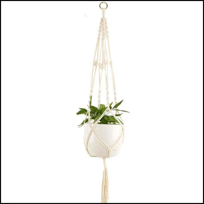 hanging basket net bag hand woven plant hangers flowerpot rope pots holder succulent plants baskets lifting horticultural greening 6 2yl