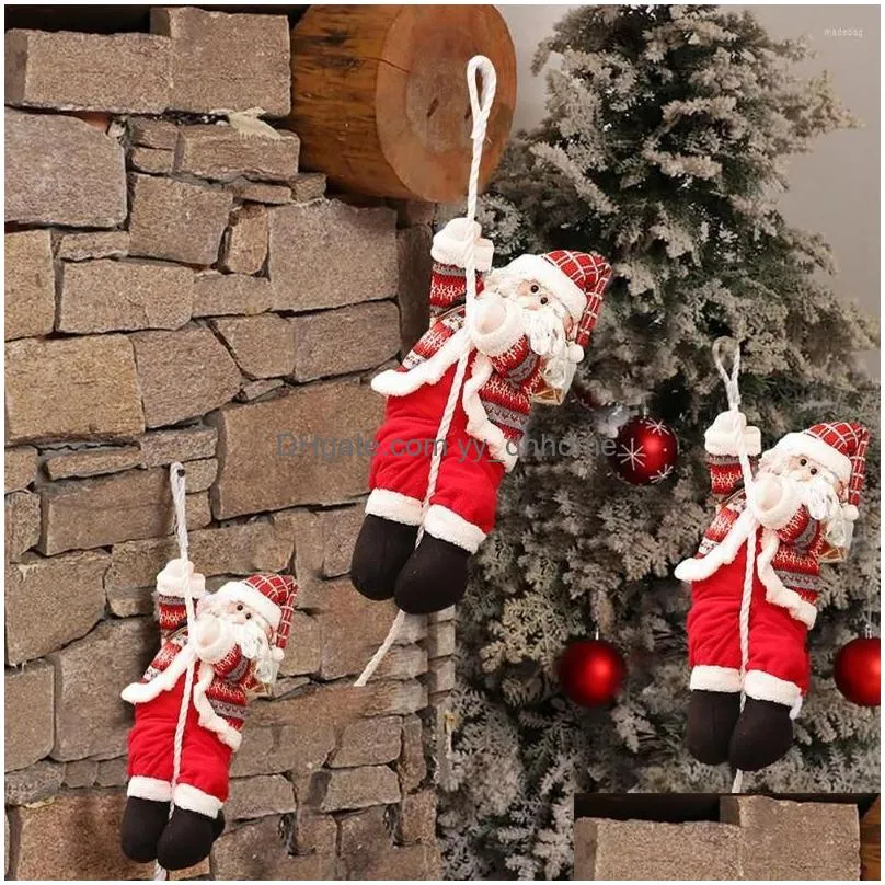 christmas decorations climbing santa pendant on rope ladder ornament xmas tree for home holiday decoration gifts