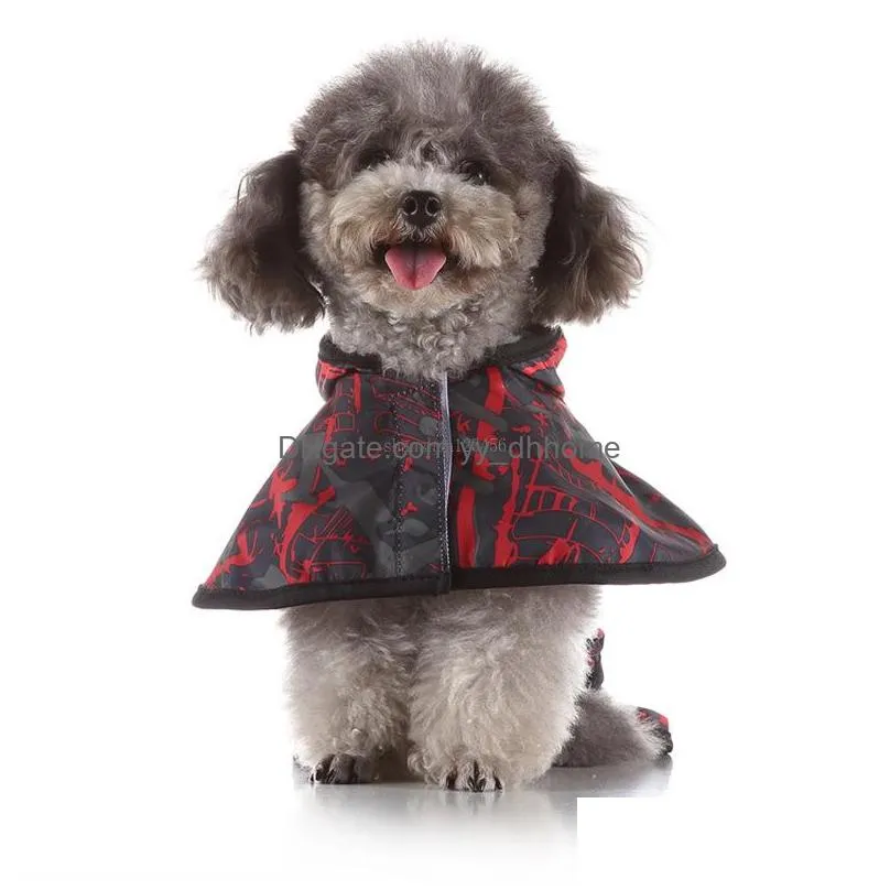 dog raincoat with cap reflective waterproof glisten dog rain cape cloak summer pet dog clothes