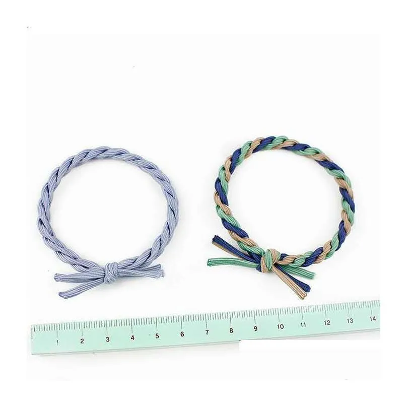 manufacturers direct selling hair rope korean version color matching braid high elastic thick head hand woven knotted headdress