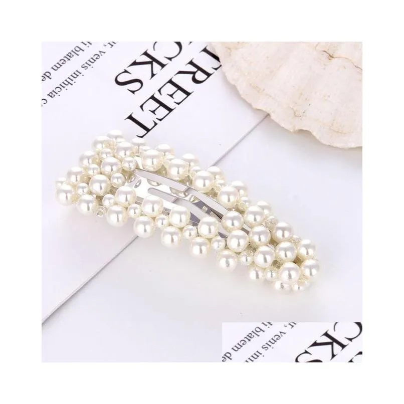 korean style pearl barrettes handmade fishing line with beads water drops bangs and flower hair accessories