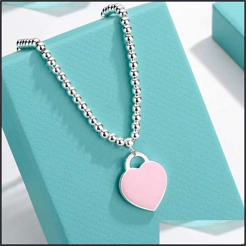 pendant necklaces sweater chain design brand heart love necklace red blue black for women jewelry gift drop delivery 2022 18fl6