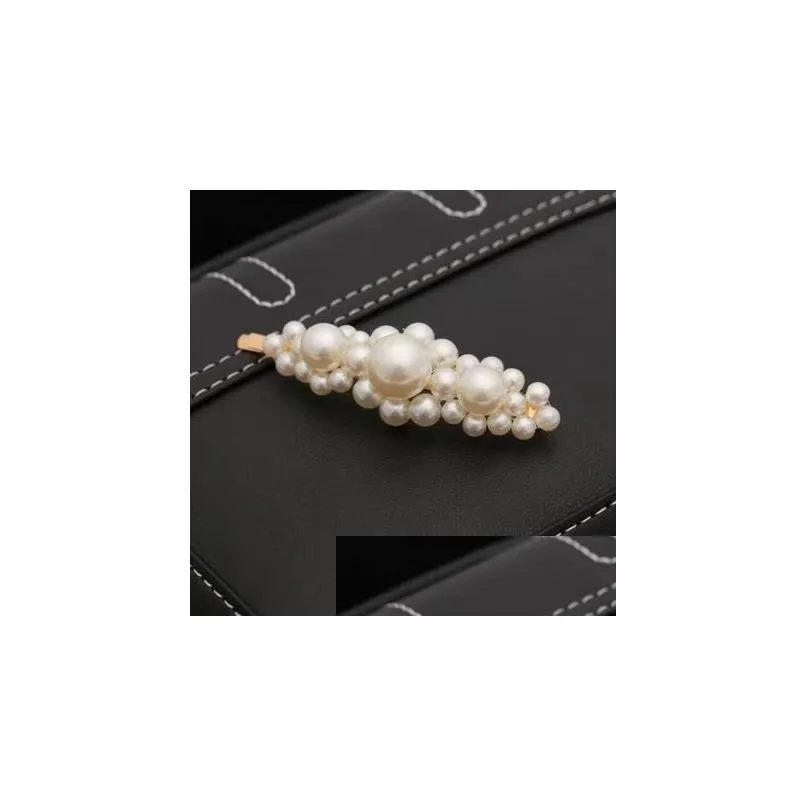 korean style pearl barrettes handmade fishing line with beads water drops bangs and flower hair accessories