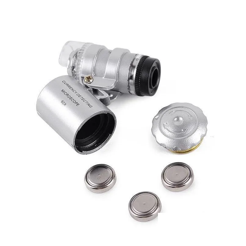 60x handheld mini pocket microscope loupe jeweler magnifier led light easy to carry with a magnifying glass