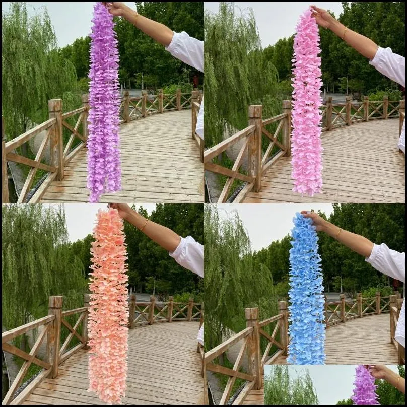 1m multi colour flowers strings wedding decorations artificial flower party home hotel decor supplies display window silk flowers 1 71nd