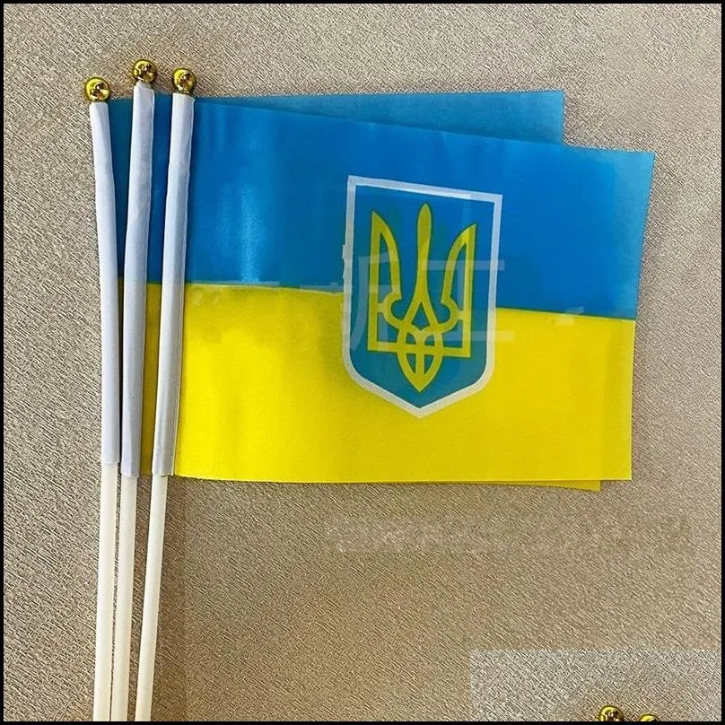 handhold mini ukraine emblem flags country banner ukrainian national bunting flag durable polyester 14x21 20x28cm 30x45 0 24sx h1