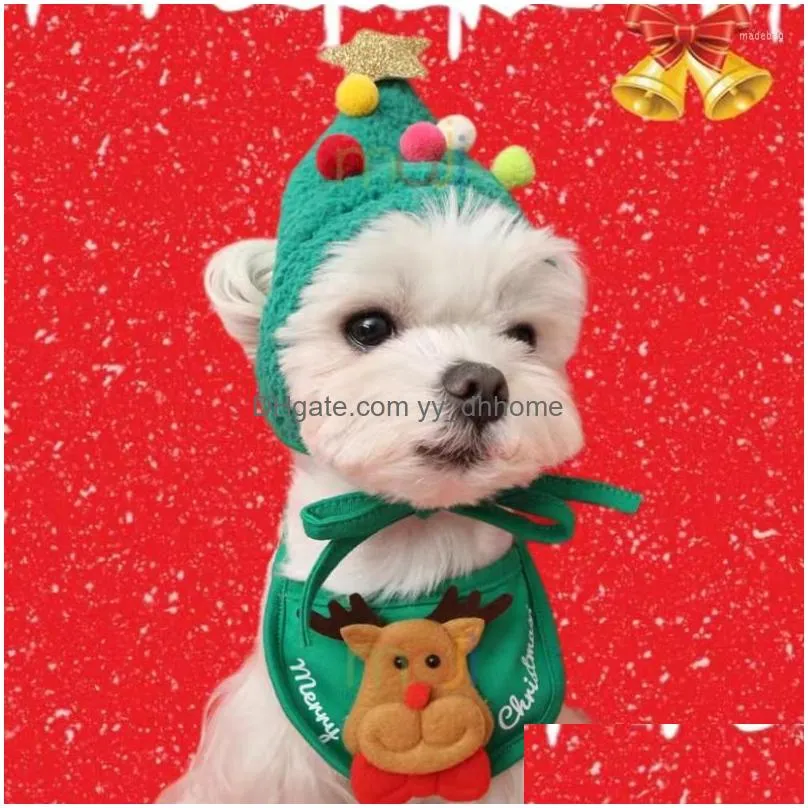 dog apparel christmas hat pet cap scarf bibs santa elk cute cosplay costume outfit for small medium doggy cats headgear accessories