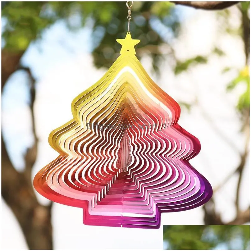 christmas decorations tree wind chime pendant 3d stainless steel spinner personalized ind hanging ornamentchristmas
