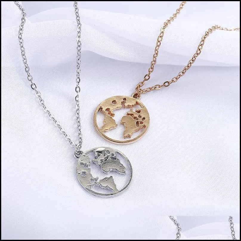 round layered necklace exquisite mother necklace family lovers jewelry best friends sisters jewelry round world map pendant double