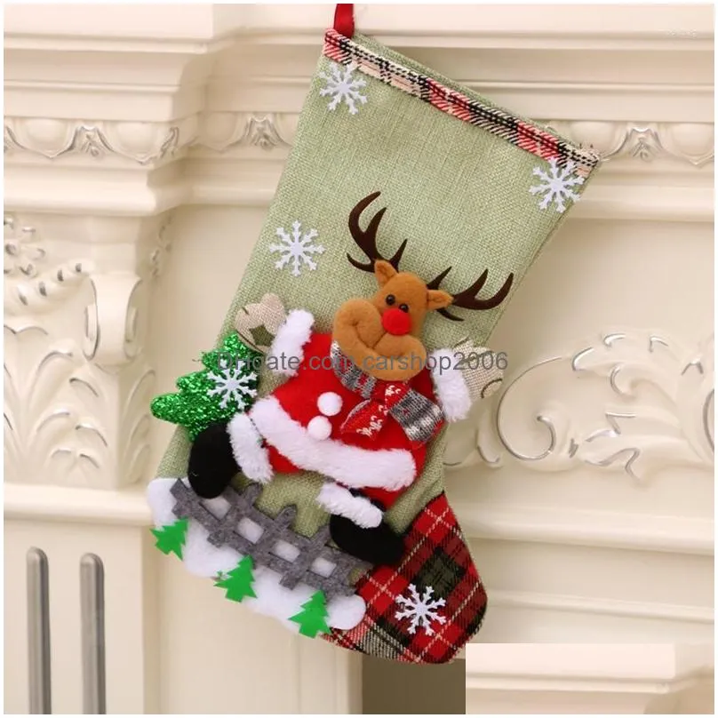 christmas decorations year stocking sack xmas gift candy bag noel for home natal navidad sock tree decor