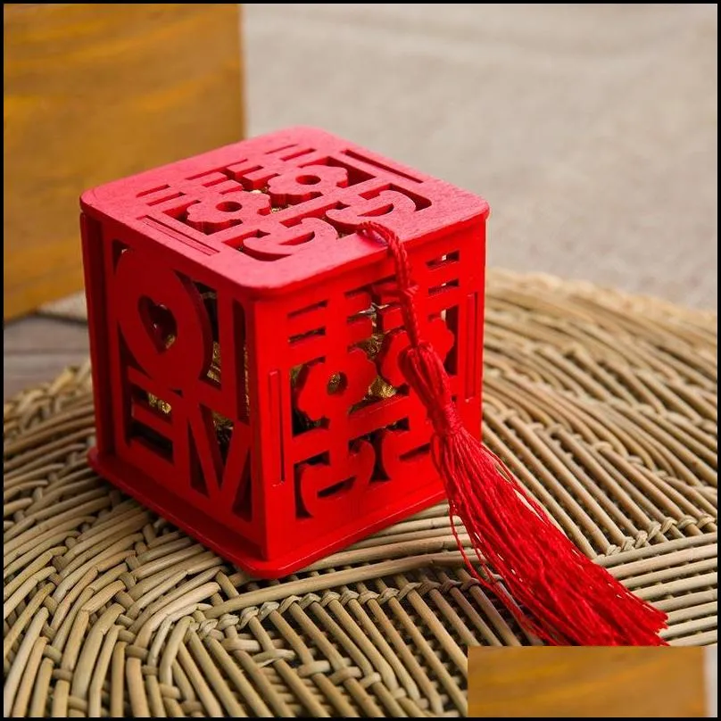 originality sweet sugar box chinese style gules wooden hollow out happy character love wedding gift wrap candy boxes party favors 1 18hy