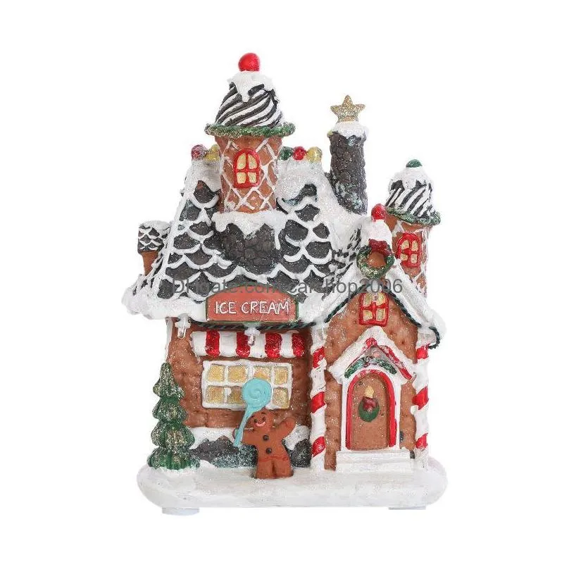christmas decorations led colorful light luminous biscuit house ice cream merry home ornament xmas gift navidadchristmaschristmas