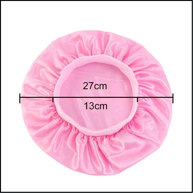 silk hair bonnets satin round head bath hat shower caps wrap fitted sleep hats wide elasticity showers room accessories kids 4 22ba b2