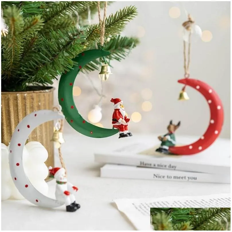 christmas decorations adorable moon shape hanging decor beautiful exquisite resin pendant party decoration xmas gifts