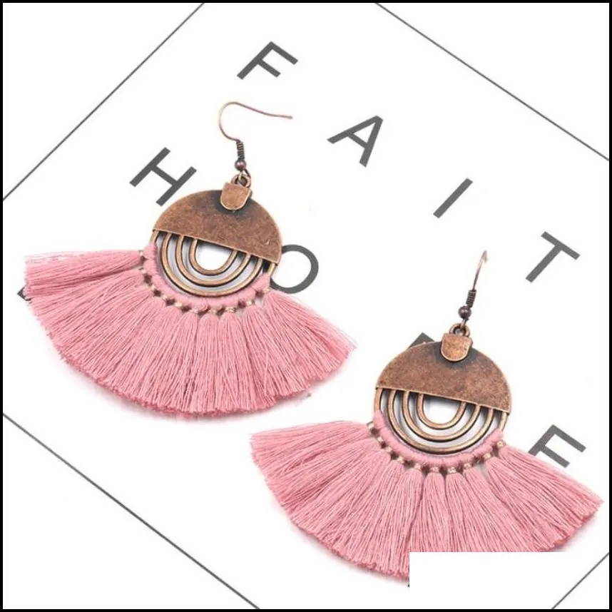 ladies tassel earrings fan shaped girl bohemian pendant vintage tassel