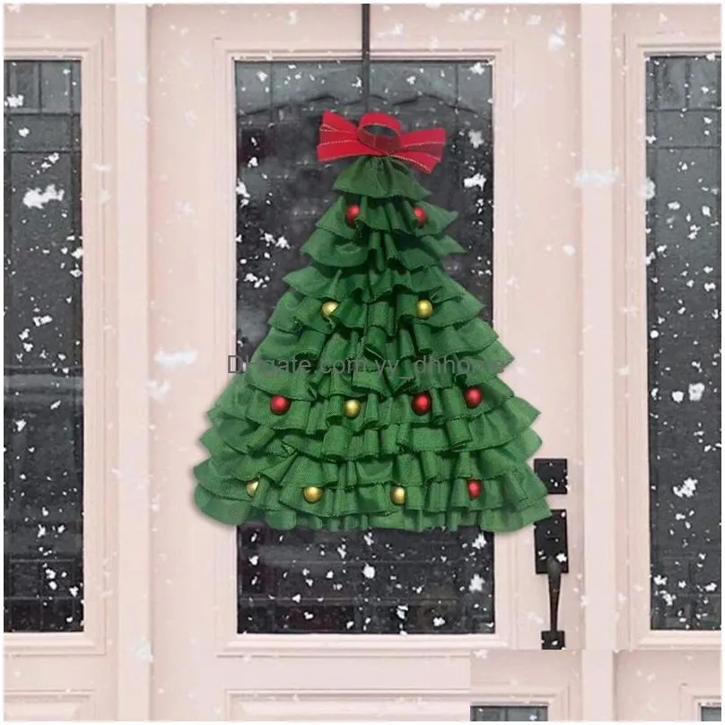 christmas decorations door hanging decoration green linen tree cloth adornos de navidad decorchristmas
