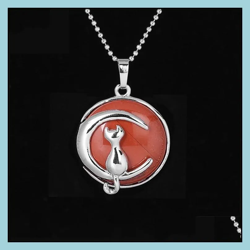 qimoshi simple temperament cute moon cat pendant necklace women girl birthday gift jewelry men
