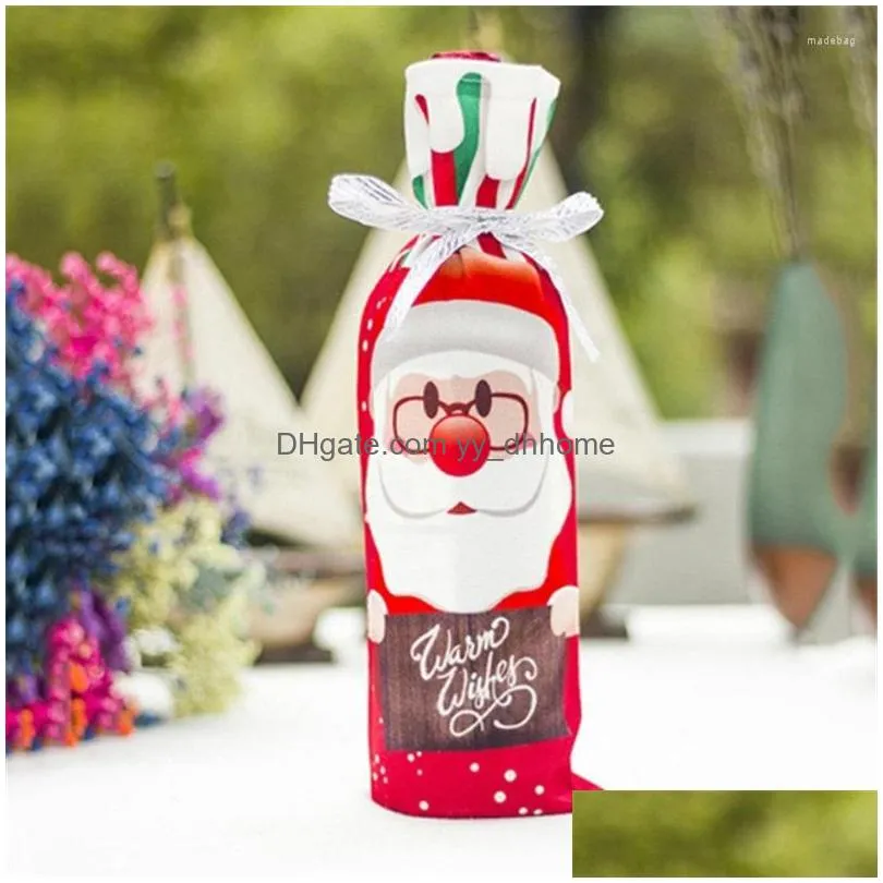 christmas decorations table decor dinner party red wine santa tree bottle cover bags sets for year xmas